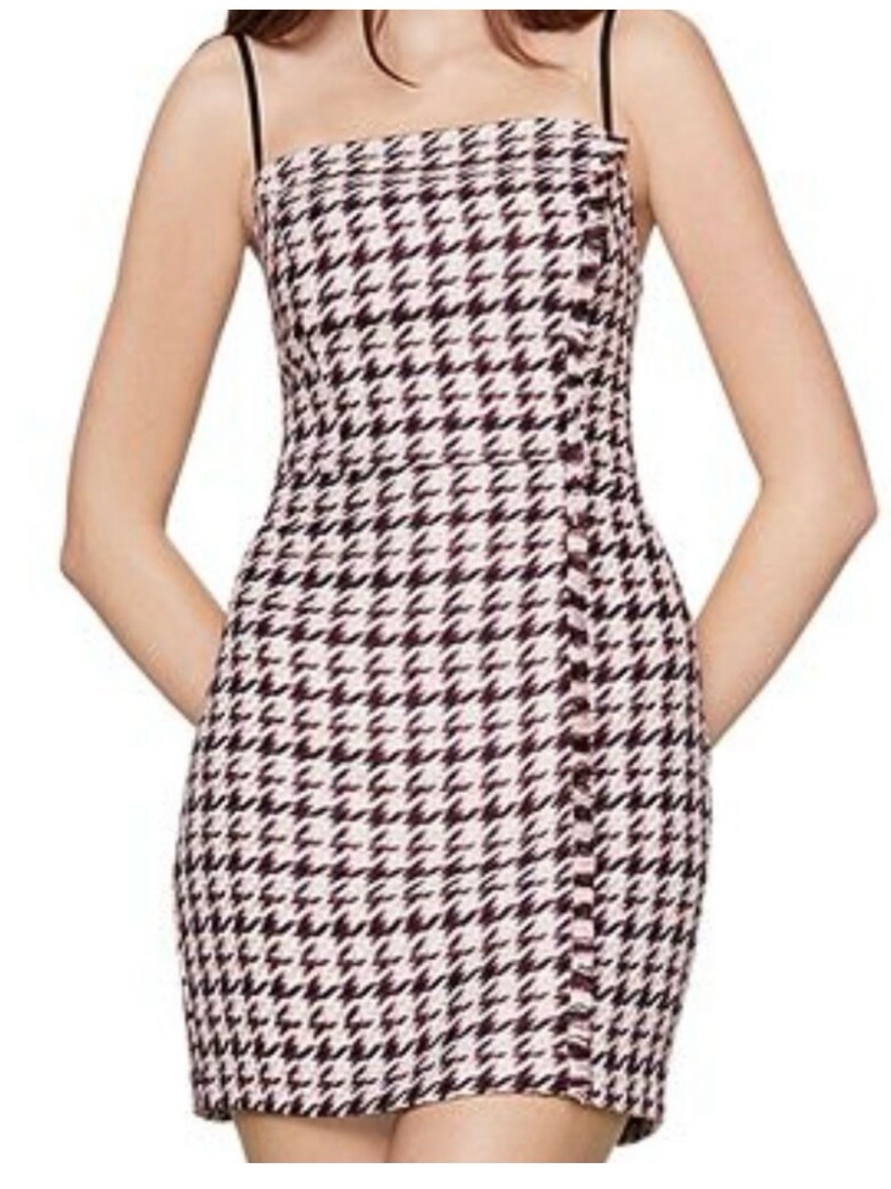 BCBGeneration Pink and Black Houndstooth Mini Dress